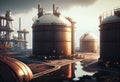 Big industrial oil tanks in a refinery base. industrial plant Royalty Free Stock Photo