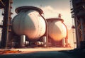 Big industrial oil tanks in a refinery base. industrial plant Royalty Free Stock Photo