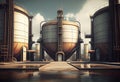 Big industrial oil tanks in a refinery base. industrial plant Royalty Free Stock Photo