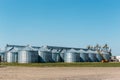 Big industrial Silo Storage Tanks on blue sky background Royalty Free Stock Photo