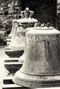 Big iron bells at the basilica of Esztergom, black and white