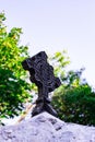 Big iron cross against the sky. Symbol Royalty Free Stock Photo