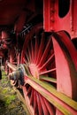 The big, iron wheels of an old steam locomotive Royalty Free Stock Photo