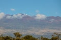 Big Island, Hawaii. Mauna Kea Summit Observatories covered by snow is viewed from the Saddle Road Royalty Free Stock Photo