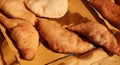 Big italian stuffed bread called Panzerotti with tomato and che Royalty Free Stock Photo