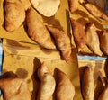 Big italian stuffed bread called Panzerotti with tomato and che Royalty Free Stock Photo