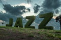 Big JAZZ letters installation
