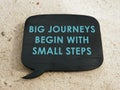 Big journeys begin with small steps motivation phrase on plate.