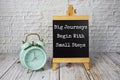 Big Journeys begin with small steps text message motivational and inspiration quote Royalty Free Stock Photo