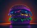 Big juicy burger in neon colors
