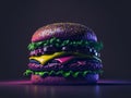Big juicy burger in neon colors