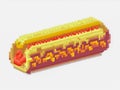 A big juicy hot dog drawn in the pixelart style