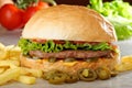 Big juicy Mexican burger with spicy jalapenos