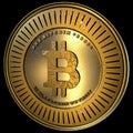Bitcoin, Realistic Gold With Details Isolated