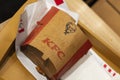 Big KFC wrap on a KFC tray in paper wrap
