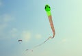 Big kite snake flying over blue sky Royalty Free Stock Photo