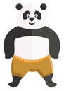 A cartoon Kungfu panda in yellow trousers vector or color illustration