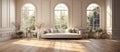 Big large spacious living room with plants, flooded with sunlight