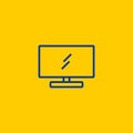 Big LCD television TV blue line icon on yellow background Royalty Free Stock Photo
