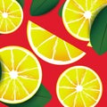 Big lemons with red background Royalty Free Stock Photo