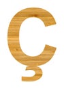 Big letter C or Ãâ¡ used in Turkish alphabet, letter C or Ãâ¡ cut from wooden bamboo Royalty Free Stock Photo