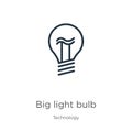 Big light bulb icon. Thin linear big light bulb outline icon isolated on white background from technology collection. Line vector Royalty Free Stock Photo