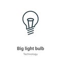 Big light bulb outline vector icon. Thin line black big light bulb icon, flat vector simple element illustration from editable Royalty Free Stock Photo