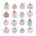 Big outline hand drawn doodle set - insects, bugs Royalty Free Stock Photo