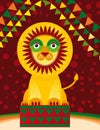 Big lion in the circus. Vector