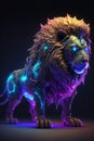 A big lion glowing in galaxy lights