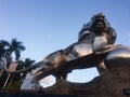 A big lion sculpture built in front of wild animals zoo in Shenzhen