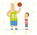 Big and little schoolboys at a physical education lesson. Senior and junior programmers concept. Big and small business Royalty Free Stock Photo