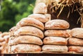 Big loaves of homemade bread Royalty Free Stock Photo