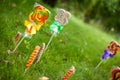 Big lolipops in grass Royalty Free Stock Photo