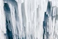 Big, long, white icicles. Winter Ice Storm