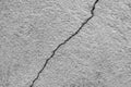 Big long winding ascending crack on old plastering wall. Copy space. Black and white photo. Royalty Free Stock Photo