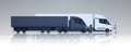 Big Lorry Semi Truck Trailers Charging At Electic Charger Station Banner Horizontal Royalty Free Stock Photo