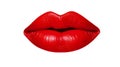 Big lucious red woman lips lipstick on white background Royalty Free Stock Photo