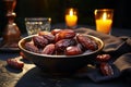 big luxury dried dates in bowls