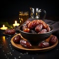 big luxury dried dates in bowls