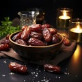 big luxury dried dates in bowls