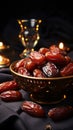 big luxury dried dates in bowls