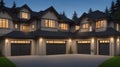 Big luxury house with triple garage doors at du... Royalty Free Stock Photo