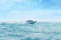 Big and luxury speedboat moving in the sea