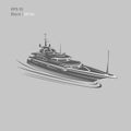 Big and luxury yacht vector illustration. Black and transparent private ship isolated vector. Exclusive vessel Royalty Free Stock Photo