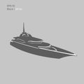 Big and luxury yacht vector illustration. Black and transparent private ship isolated vector. Exclusive vessel Royalty Free Stock Photo