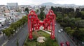 Big M metallic sculpture in Metepec mexico Royalty Free Stock Photo