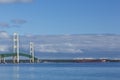 Big Mackinac Bridge & Ship Royalty Free Stock Photo