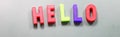 big magnetized letters with text HELLO Royalty Free Stock Photo