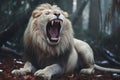 Big male lion in the forest,  Portrait of a wild animal Royalty Free Stock Photo